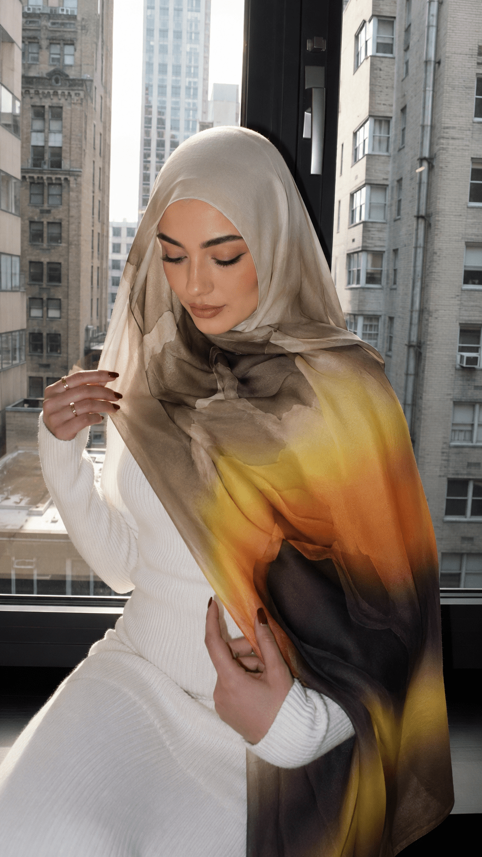 RY226 Golden Olive Gradient Liquid Jersey Hijab – Soft Premium Drape Scarf - Raya