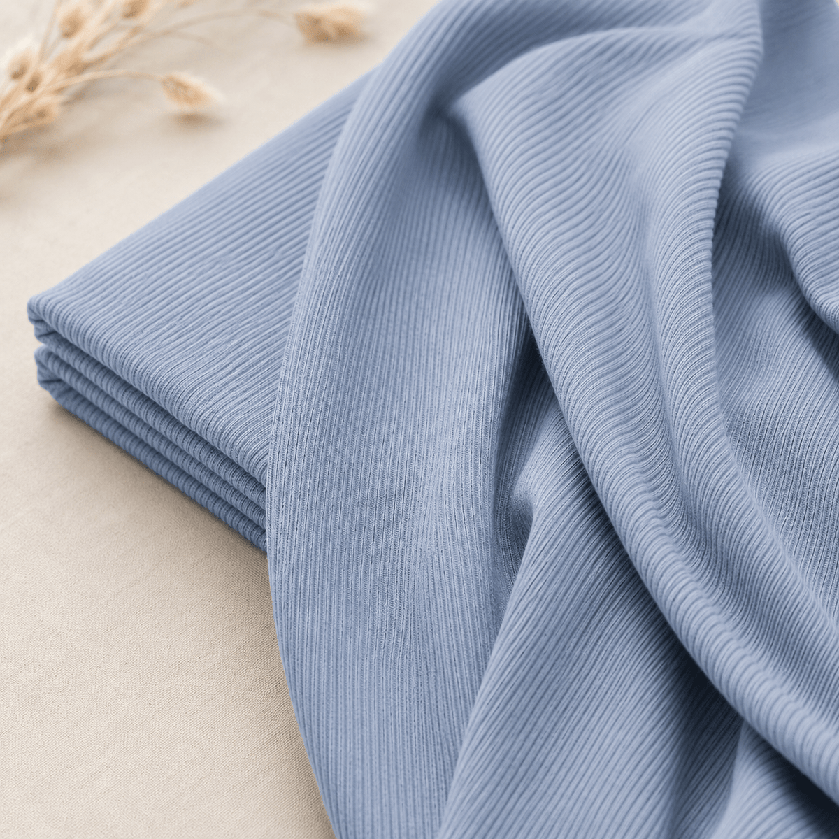 RY226 Powder Blue Cotton Ribbed Jersey Hijab Scarf – Soft Stretch Breathable Headscarf - Raya