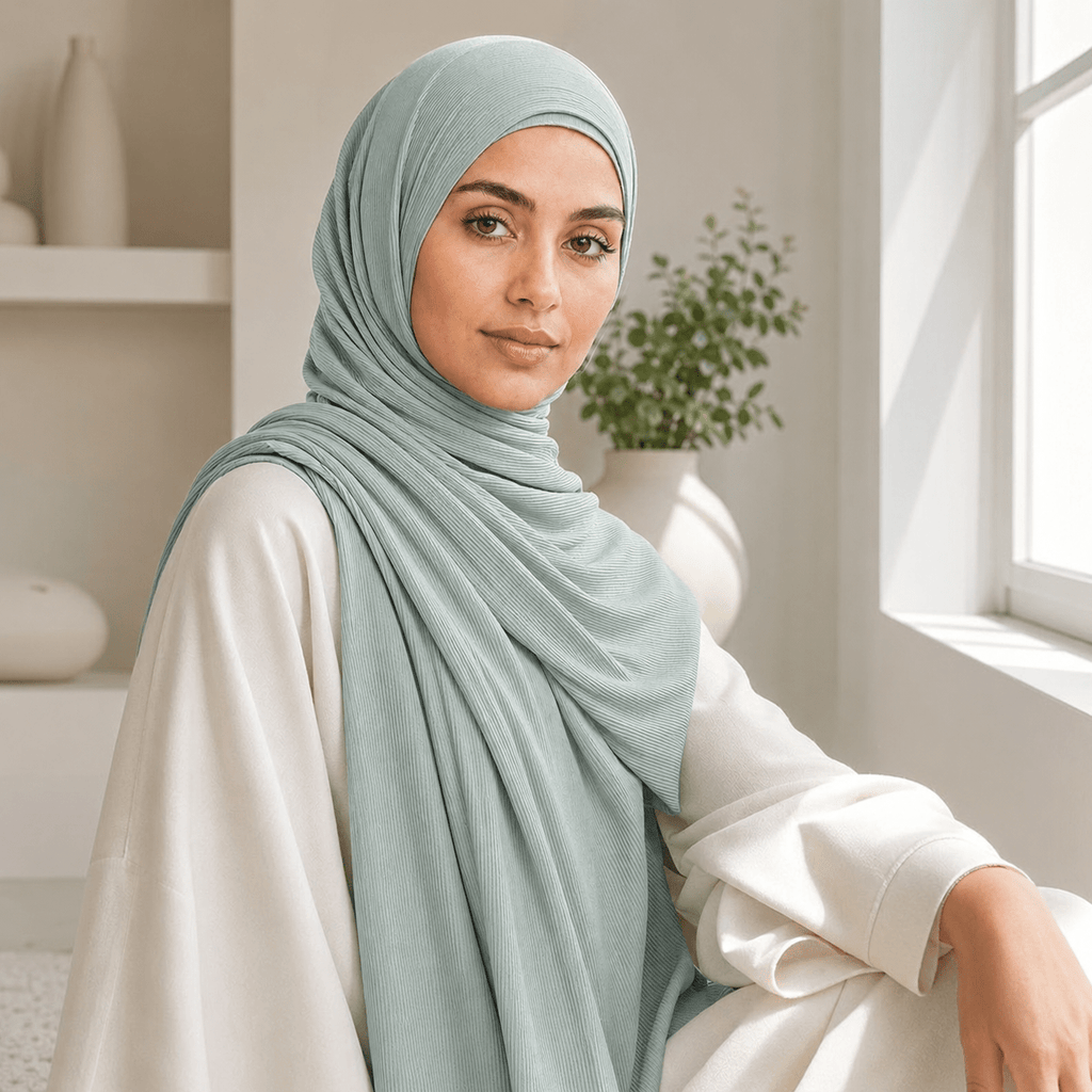 RY228 Midnight Navy Cotton Ribbed Jersey Hijab Scarf – Soft Stretch Breathable Headscarf - Raya