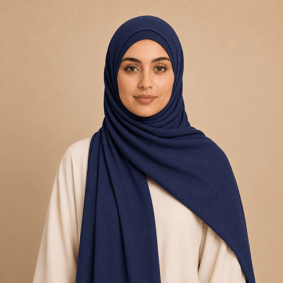 RY229 Midnight Navy Cotton Ribbed Hijab Scarf – Soft Breathable Headscarf - Raya