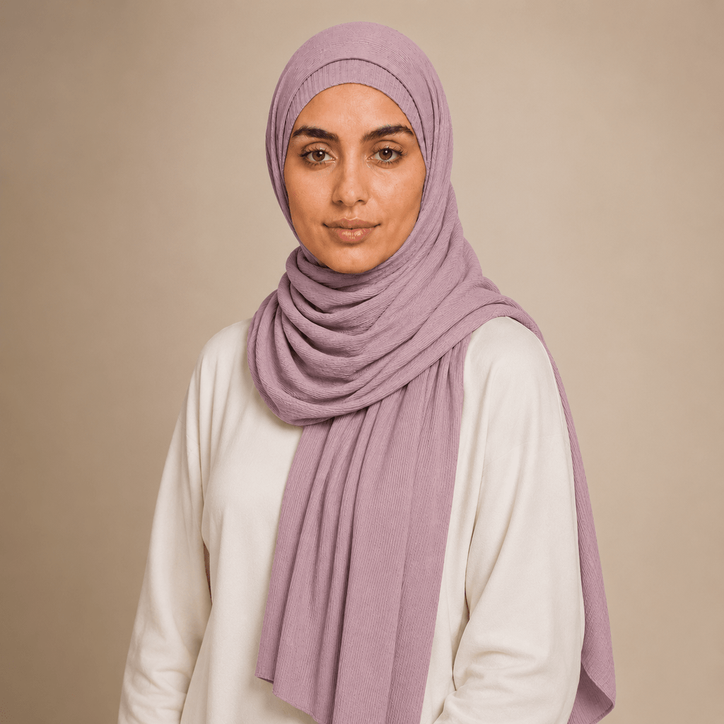 RY232 Dusty Rose Cotton Ribbed Jersey Hijab Scarf – Soft Stretch Breathable Headscarf - Raya