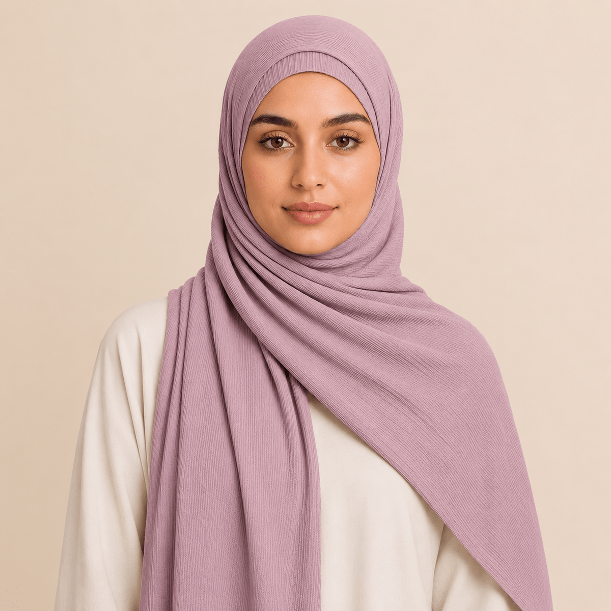 RY232 Dusty Rose Cotton Ribbed Jersey Hijab Scarf – Soft Stretch Breathable Headscarf - Raya