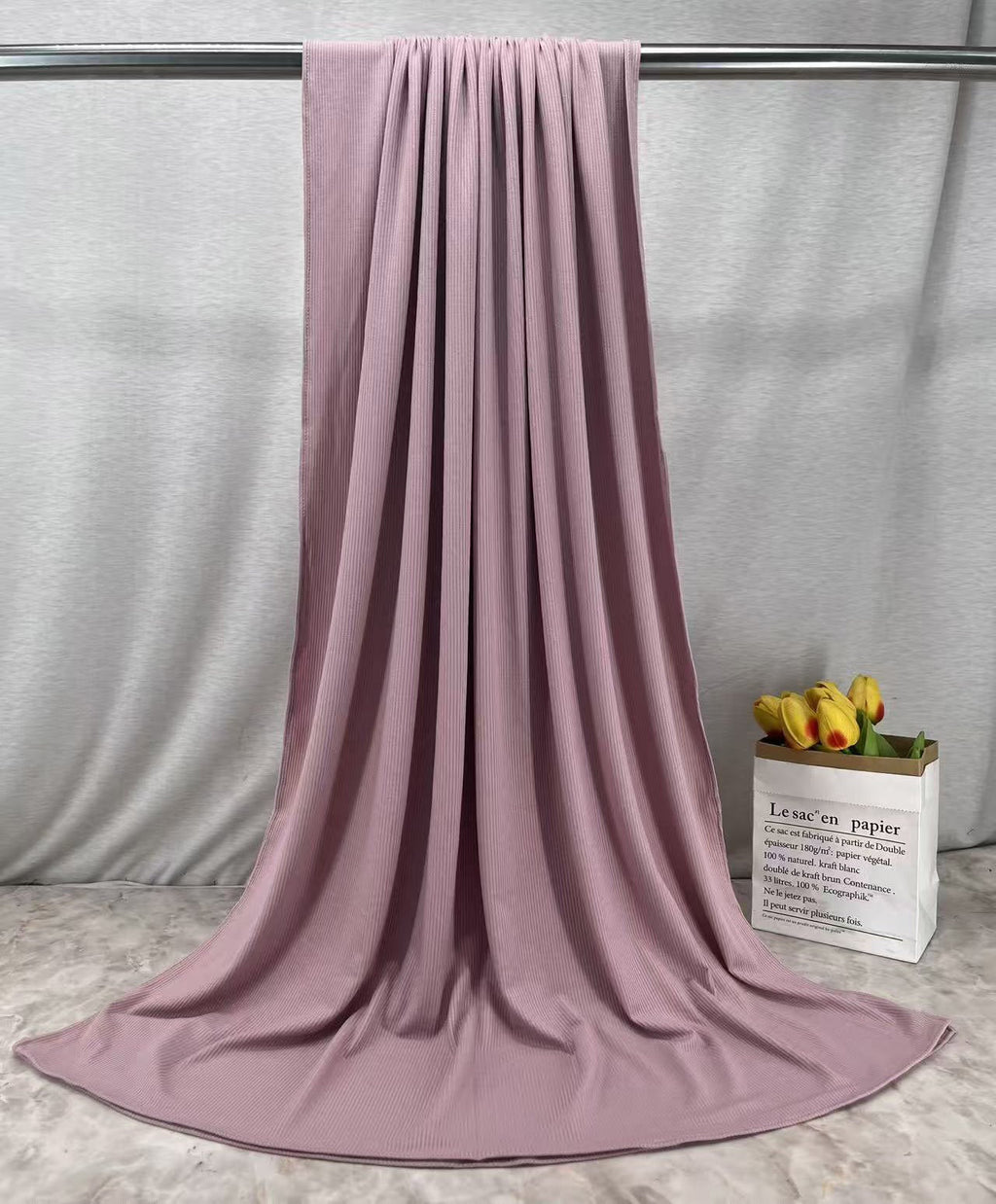 RY232 Dusty Rose Cotton Ribbed Jersey Hijab Scarf – Soft Stretch Breathable Headscarf - Raya
