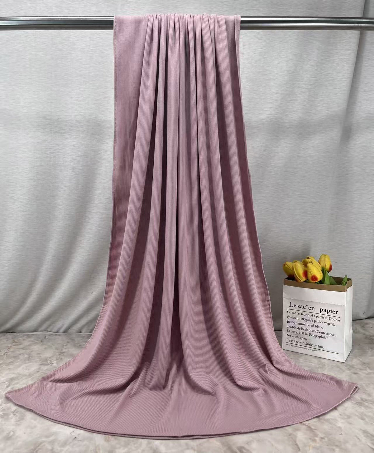 RY232 Dusty Rose Cotton Ribbed Jersey Hijab Scarf – Soft Stretch Breathable Headscarf - Raya
