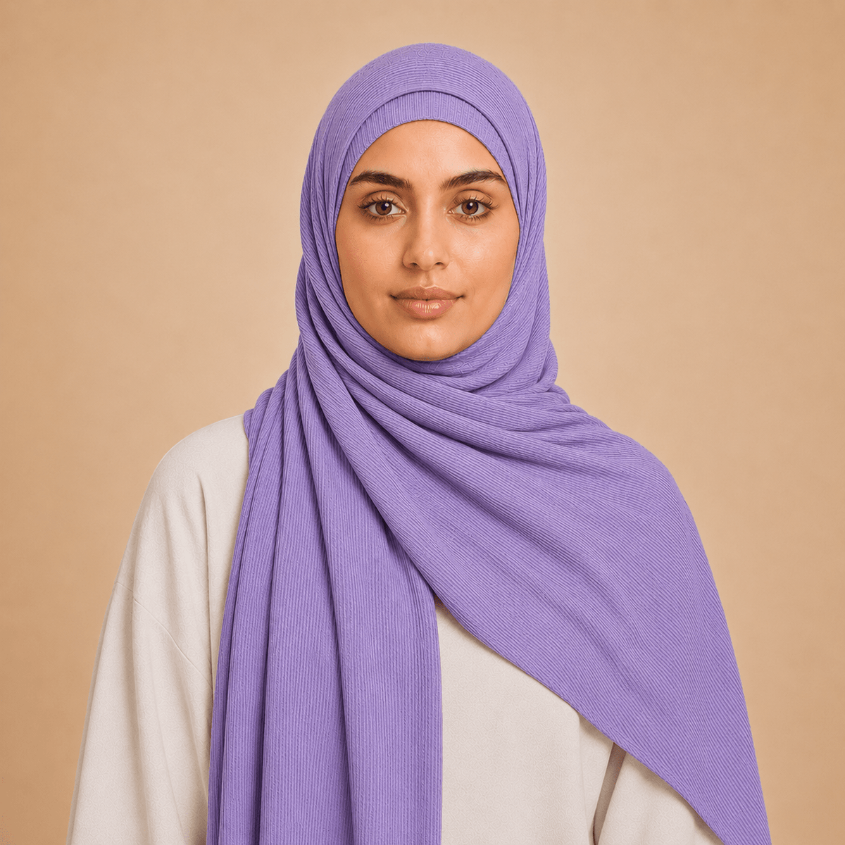 RY233 Lavender Purple Cotton Ribbed Jersey Hijab Scarf – Soft Stretch Breathable Headscarf - Raya
