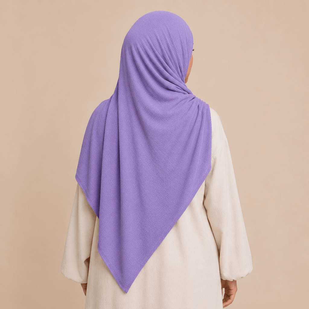 RY233 Lavender Purple Cotton Ribbed Jersey Hijab Scarf – Soft Stretch Breathable Headscarf - Raya
