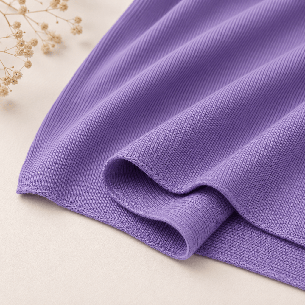 RY233 Lavender Purple Cotton Ribbed Jersey Hijab Scarf – Soft Stretch Breathable Headscarf - Raya