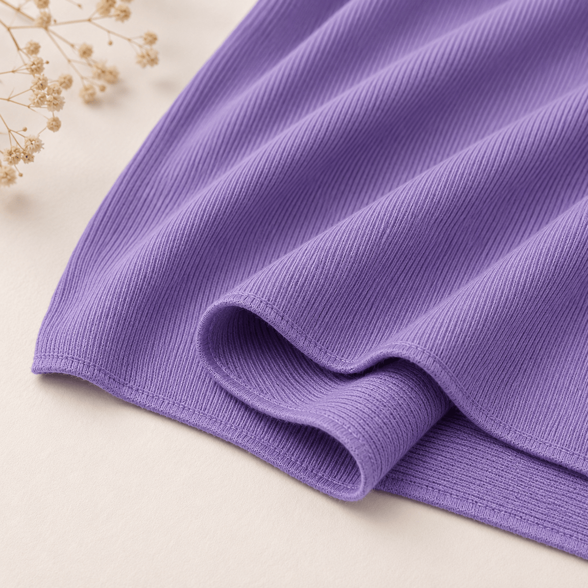 RY233 Lavender Purple Cotton Ribbed Jersey Hijab Scarf – Soft Stretch Breathable Headscarf - Raya