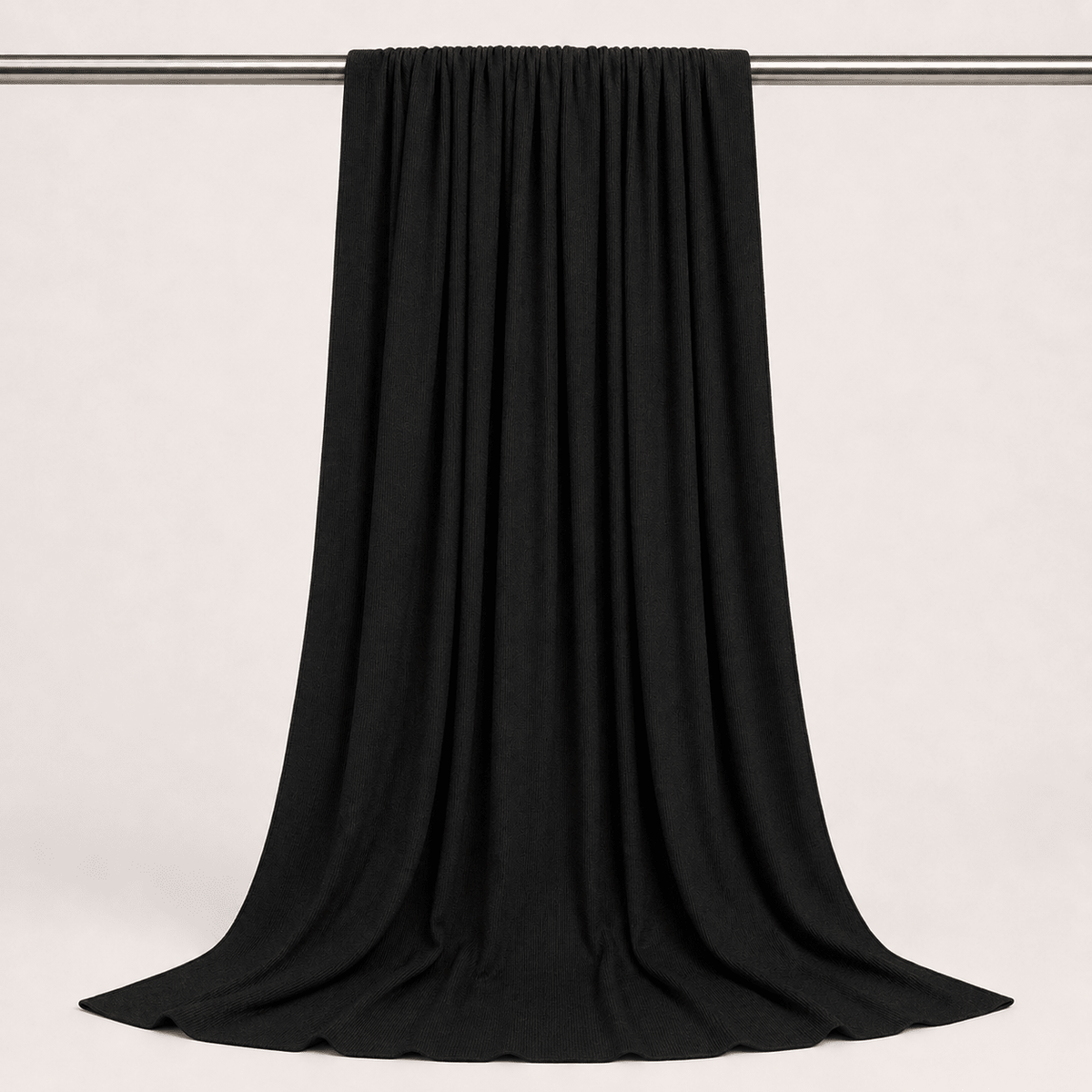 RY236 Black Cotton Ribbed Jersey Hijab Scarf – Soft Stretch Breathable Headscarf - Raya
