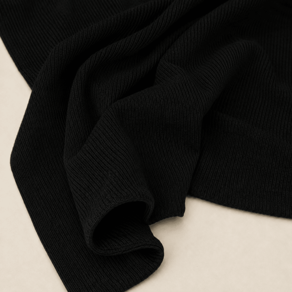 RY236 Black Cotton Ribbed Jersey Hijab Scarf – Soft Stretch Breathable Headscarf - Raya