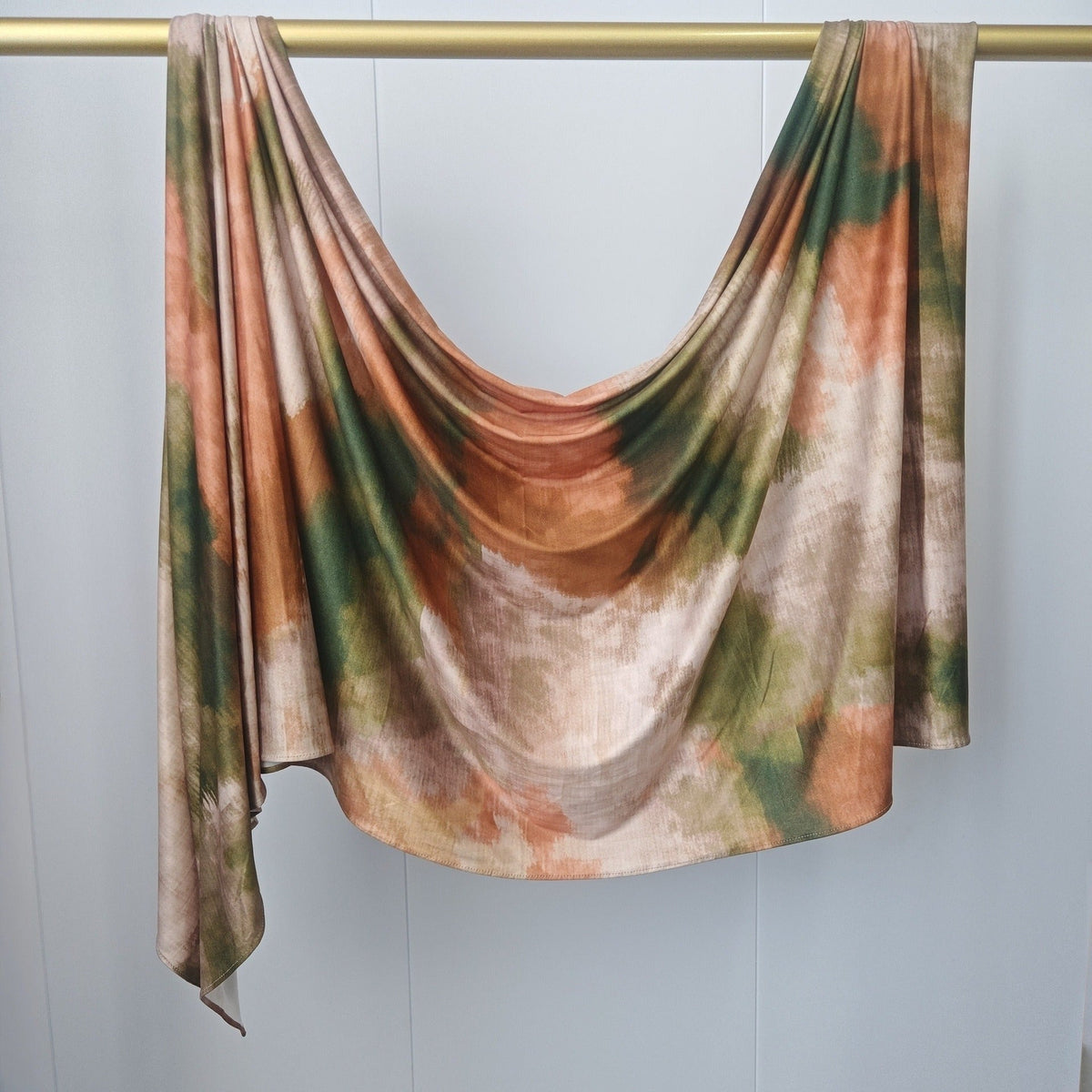 RY237 Earthy Olive Liquid Cotton Hijab Scarf – Lightweight Stretch Drape Headscarf - Raya