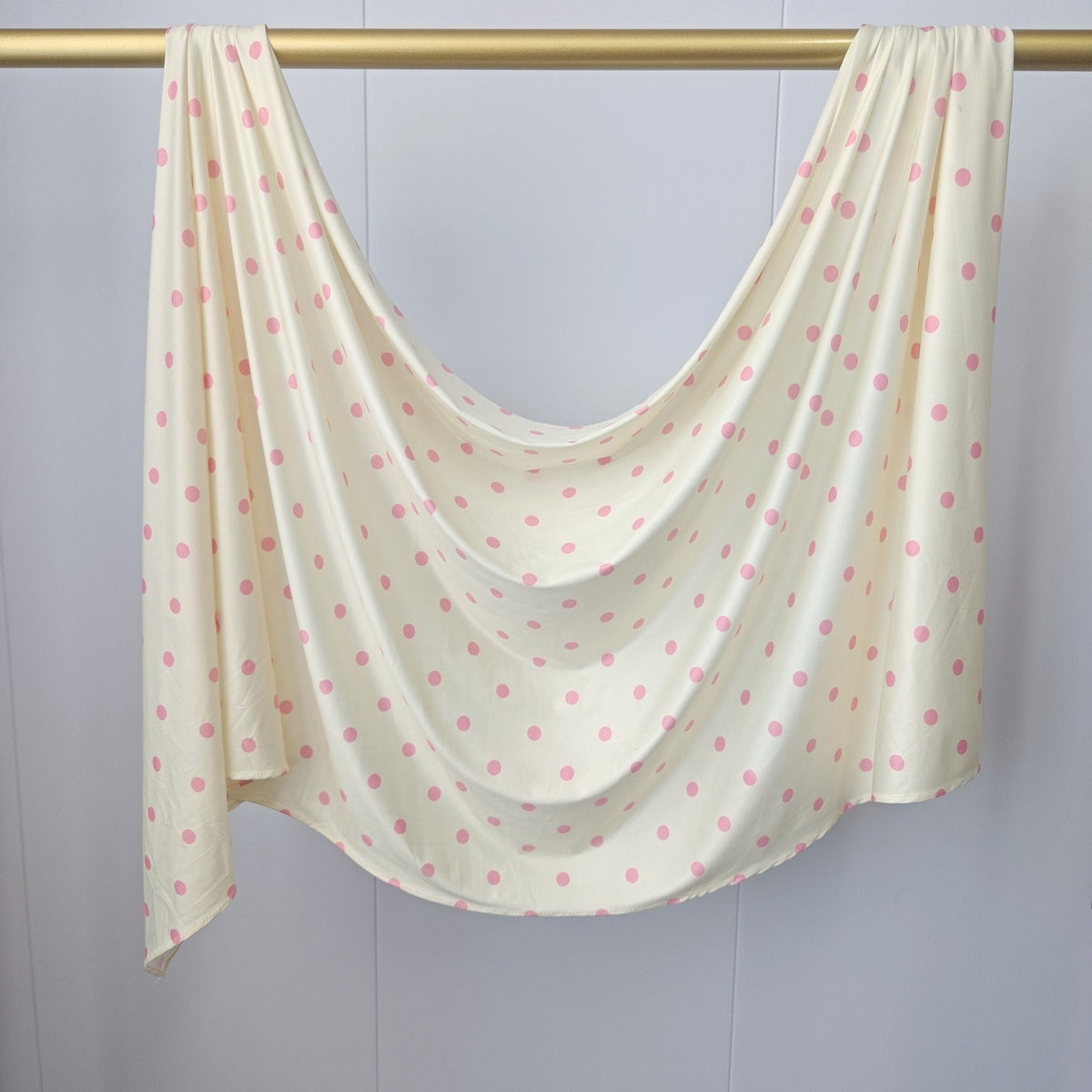 RY238 Cream Pink Polka Dot Cotton Jersey Hijab Scarf – Soft Stretch Breathable Headscarf - Raya