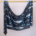 RY240 Black Blue Tie-Dye Liquid Jersey Hijab Scarf – Lightweight Stretch Drape Headscarf - Raya