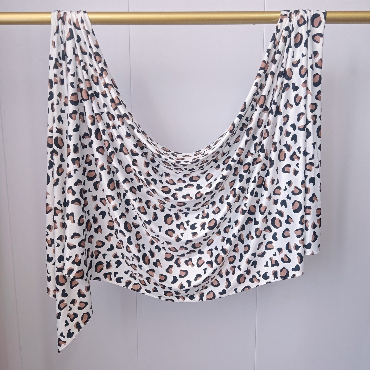 RY241 Ivory Leopard Print Liquid Jersey Hijab Scarf – Lightweight Stretch Drape Headscarf - Raya