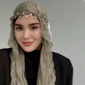 RY302 Light Taupe Crinkled Tulle Hijab Scarf – Glossy Stretch Breathable Headscarf - Raya