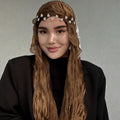 RY305 Caramel Brown Crinkled Tulle Hijab Scarf – Glossy Stretch Breathable Headscarf - Raya