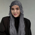 RY313 Dark Gray Crinkled Tulle Hijab Scarf – Glossy Stretch Breathable Headscarf - Raya
