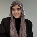 RY314 Nude Pink Crinkled Tulle Hijab Scarf – Glossy Stretch Breathable Headscarf - Raya