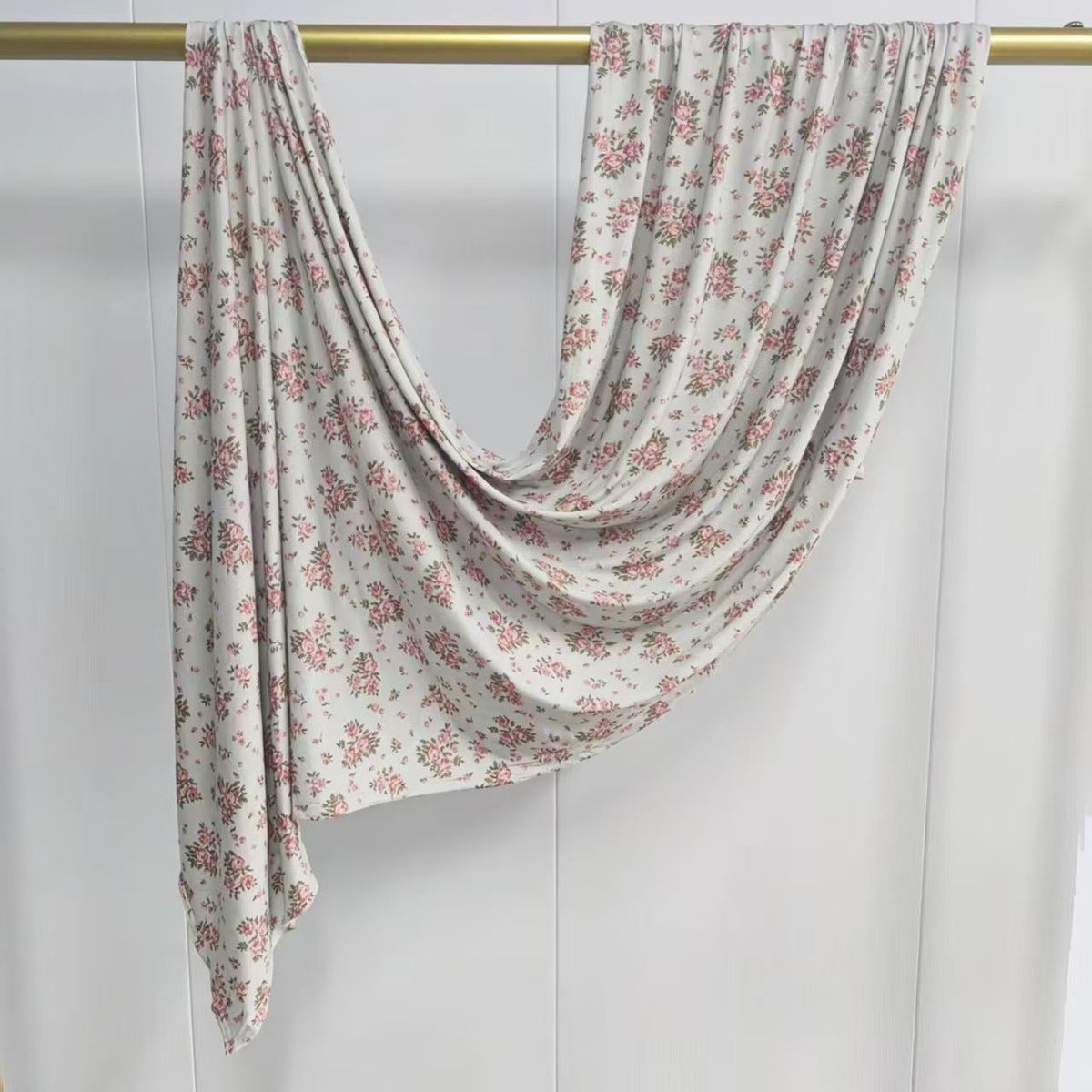 RY401 Ivory Rose Floral Printed Cotton Hijab – Soft Lightweight Scarf - Raya
