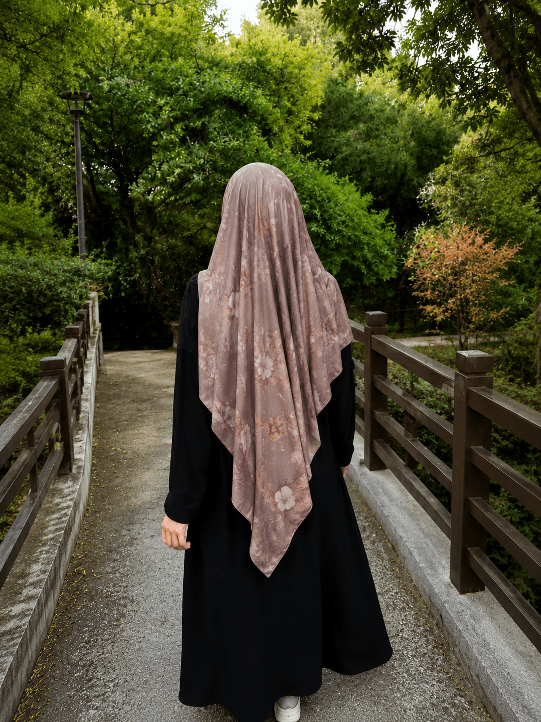 RY412 Taupe Marble Mercerized Cotton Jersey Hijab – Soft Bohemian Scarf - Raya