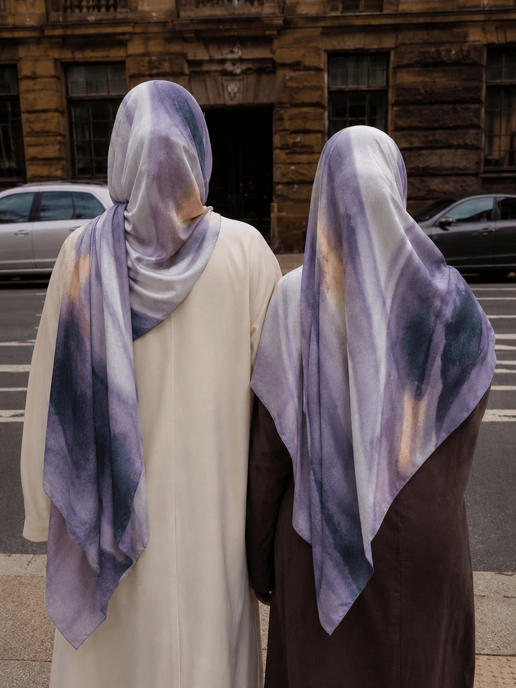 RY427 Smoky Purple Marble Mercerized Cotton Jersey Hijab – Soft Stretch Scarf - Raya