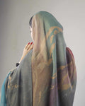 RY54 Multi-Tone Watercolor Patchwork Hijab Shawl – Grey Blue Camel Wine Gold Women's Head Scarf (80×180cm) - Raya